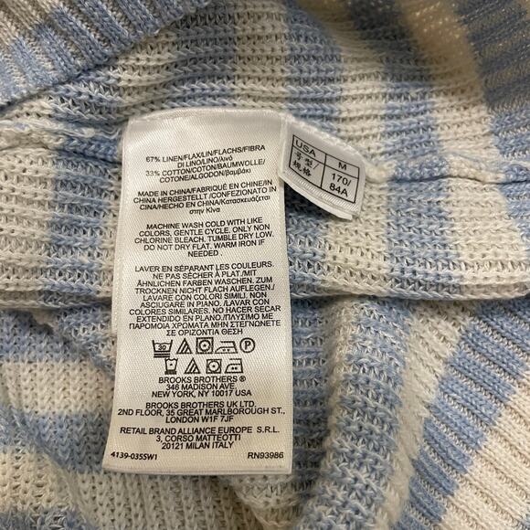 Brooks Brothers 346 Linen-Cotton Striped Boatneck Sweater M | Nautical Resort - Picture 4 of 6